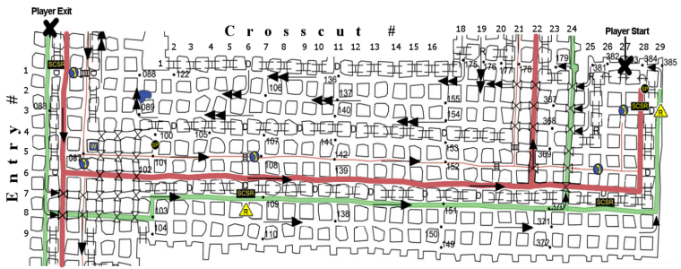 Map featuring a section of underground coal mine (room and pillar). Courtesy of NIOSH